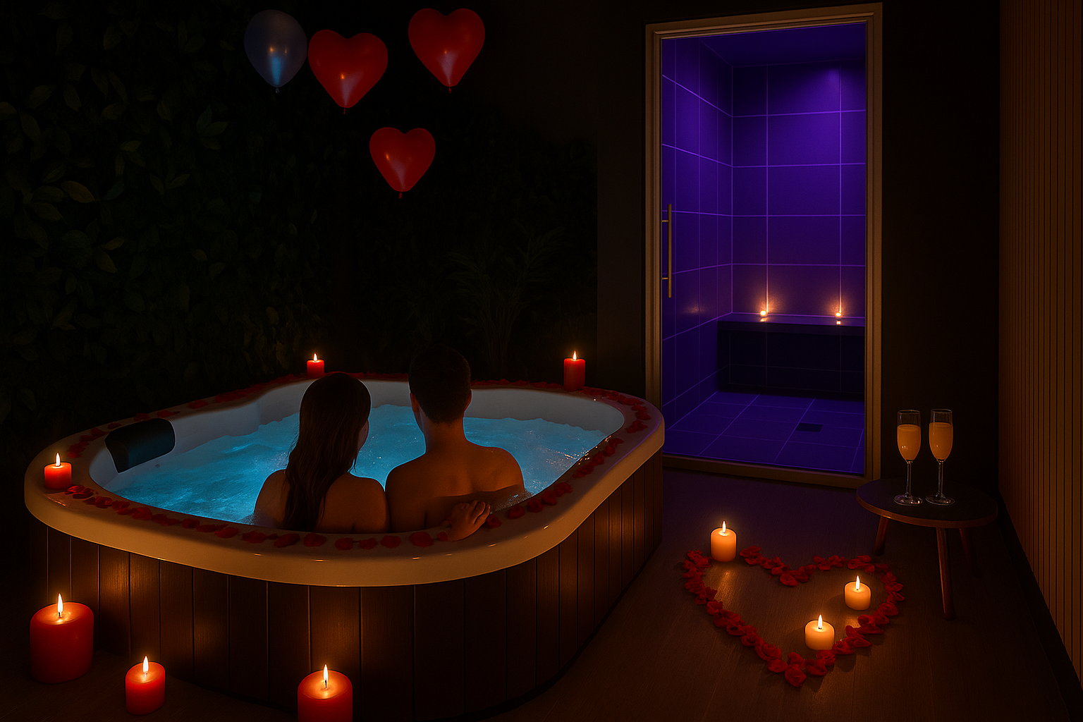 Ambiance détente hammam et jacuzzi
