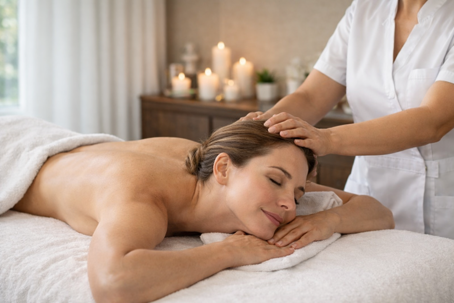 Massage dos visage cuir chevelu
